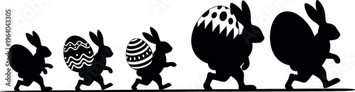 Easter day celebration with easter eggs and bunny silhouettes