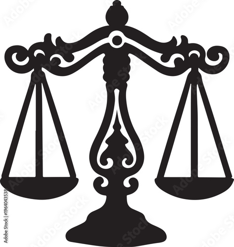 Scales of justice vintage silhouette icon legal law equality and balance symbol for court.