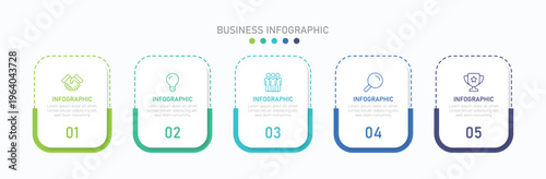 Infographic design template. line infographic numbers template with five elements, icons. Vector illustration.