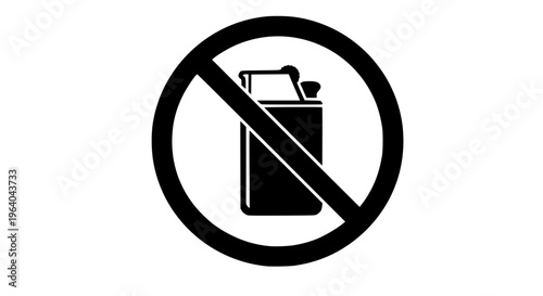 Universal warning symbol prohibiting gas canisters and flammable liquids for safety regulations and zones