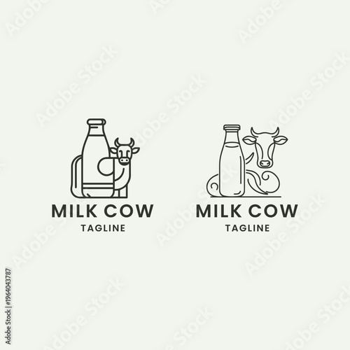Set milk cow logo icon design template vector illustration