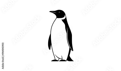 Stylized penguin silhouette vector elegant polar animal illustration isolated on white background