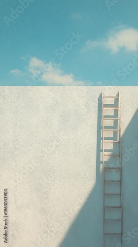 Ladder against a wall to sky.