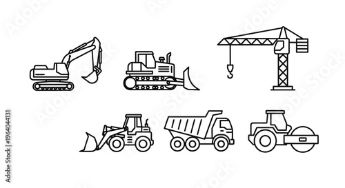Construction vehicles and heavy machinery icons 1.
