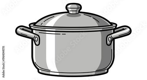 Cooking pot with lid and handles.