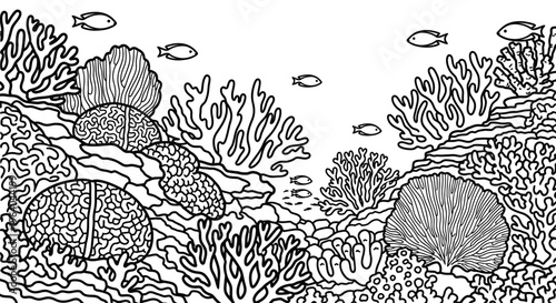Coral Reef with Fish Swimming Nearby.