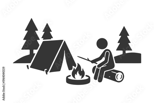 ソロキャンプのシルエットアイコン