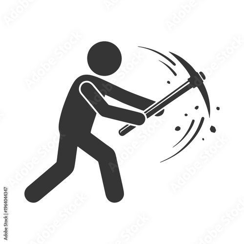 採掘する人物のシルエットアイコン