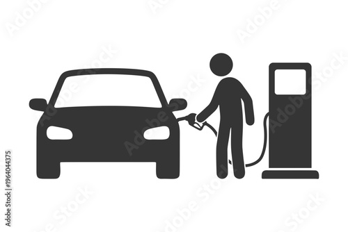 車に給油する人物のシルエットアイコン