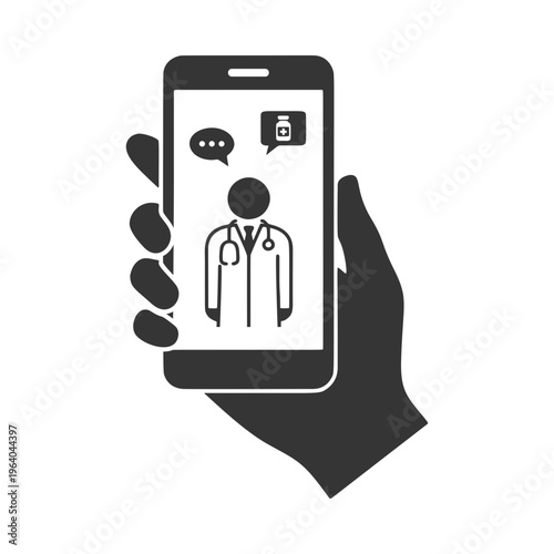 スマホを持つ手のシルエットアイコン　オンライン診療