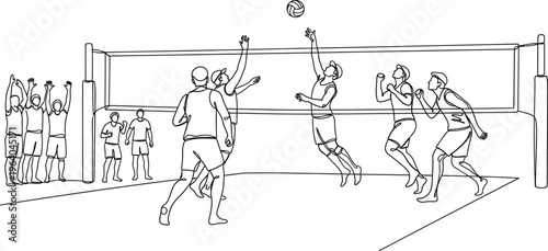 volleyball players in action sequence