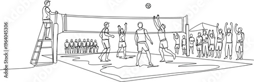 volleyball team playing match with spectators