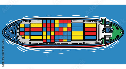 Large Cargo Ship with Containers.