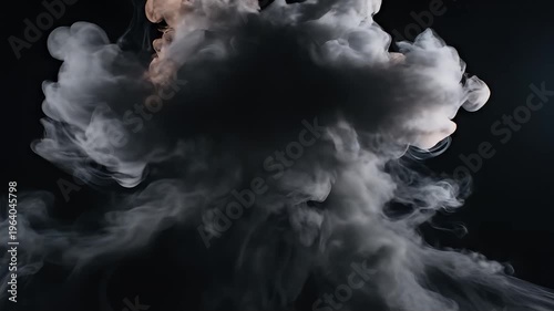 Dark smoke plumes rise against solid black background