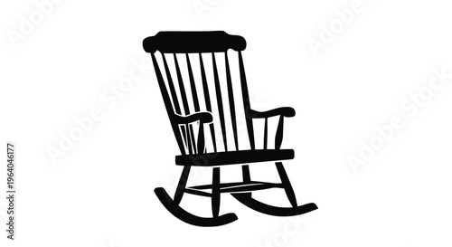 Vector illustration of black silhouette of a traditional wooden rocking chair