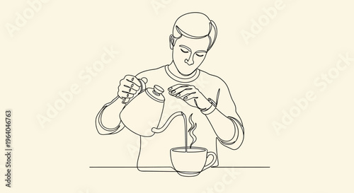 Man pouring coffee into a cup.