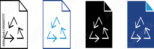 Document paper icon with recycling symbol paper reuse concept, eco-friendly office
