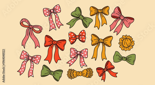 decorative colorful ribbon bows set a delightful collection of fashion and gift wrap elements for crafts and celebration designs