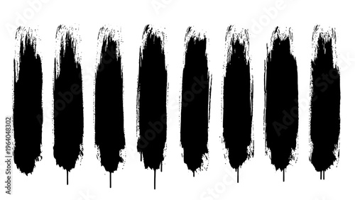 gritty black brush strokes with paint drips on a white background creating a grunge texture for graphic design and street art concepts