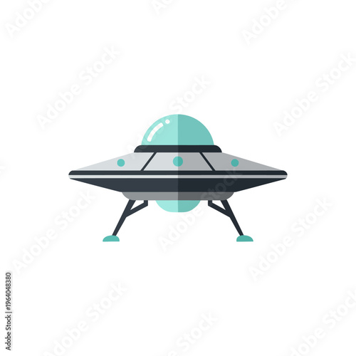 ufo flying saucer flat design spaceship icon a minimalist alien craft illustration for science fiction and technology concepts.