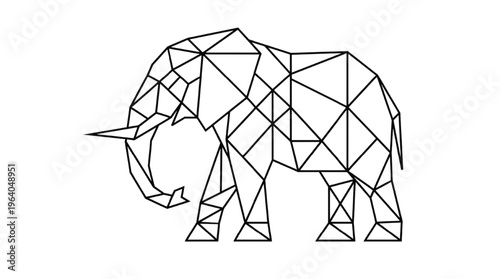 A geometric elephant illustration on a black background