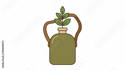 Green plant growing out of a canteen - nature and sustainability concept