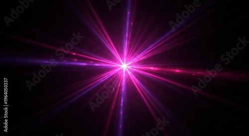 Abstract glowing radial burst of vibrant pink and violet illuminating a sleek deep black premium isolated background on blacksolid background