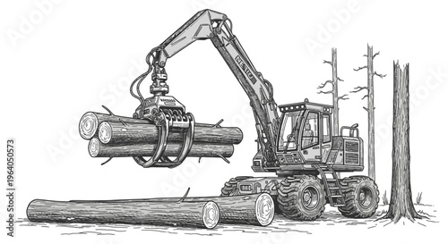 Heavy machinery logging equipment loader.