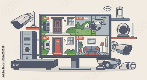 Home security system with cameras.