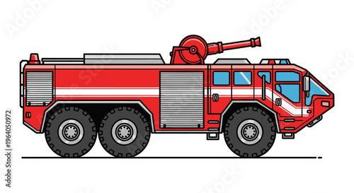Large red fire truck vehicle emergency.