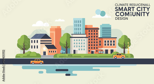 Smart City Community Design: Sustainable Urban Landscape with Eco-Friendly Buildings and Green Spaces