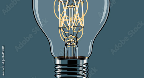 Light Bulb with Glowing Filament Inside.