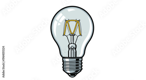 Light Bulb with Visible Filament Inside.