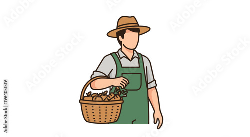Man holding a basket of produce.
