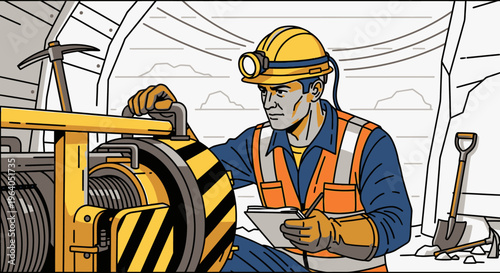 Man in hard hat and safety gear.