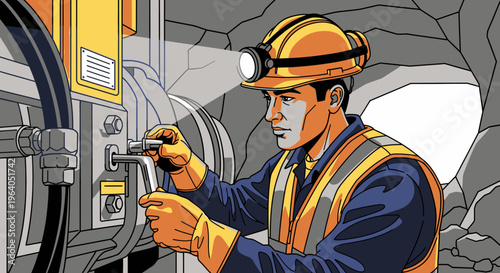 Man in hard hat working underground.