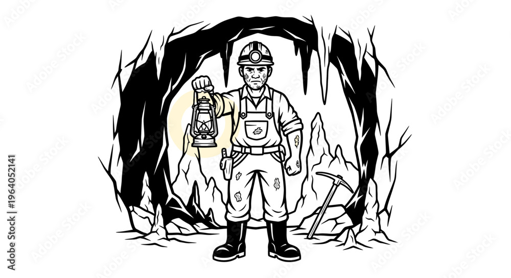 Fototapeta premium Man wearing mining uniform standing outside.