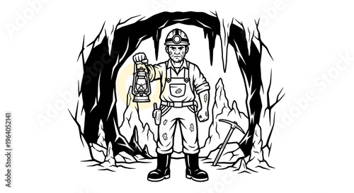 Man wearing mining uniform standing outside.