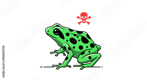 Poisonous green frog with black spots.