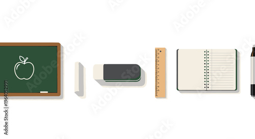 School supplies on a table top 1.