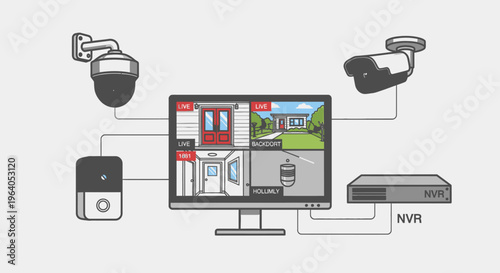 Security camera system with monitor.