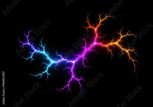 Bright energy streaks expanding dynamically with glowing color transitions on blacksolid background