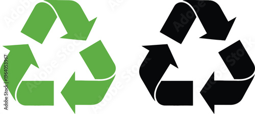 Recycling symbols in green and black