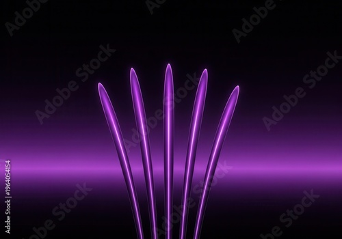 Centered composition of sleek radiant glowing arcs in deep violet blending against a minimal black gradient background on blacksolid background