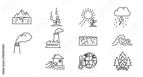 Climate Change Icons - A Visual Representation of Environmental Issues.