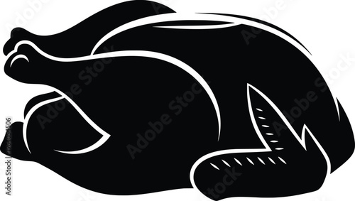A high-resolution black silhouette vector illustration of a reclining animal figure on a white background, depicting a serene and peaceful scene with smooth lines.