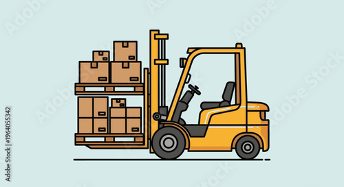 Yellow Forklift with Cardboard Boxes 1.