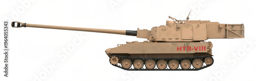 A prototype of the US Army's new tracked self-propelled howitzer, known as the XM1299, using a 155mm elongated gun