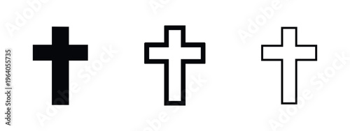 Christian Cross Icon Set - Religious Faith and Spirituality Symbol Vector Collection