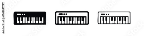 Electronic Keyboard Synthesizer Icons. Music instrument symbols for sound and melody.